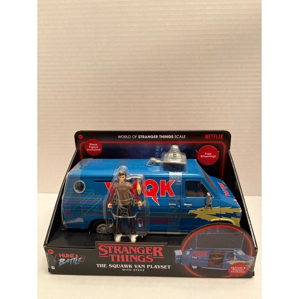 Stranger Things The Squawk Van Playset Steve Harrington Jazwares WSQK Blue‎ Van